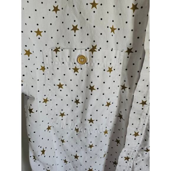 Lizwear Women’s White Star Print Button-Down Shirt | Size Small | 100% Cotton - Picture 4 of 7